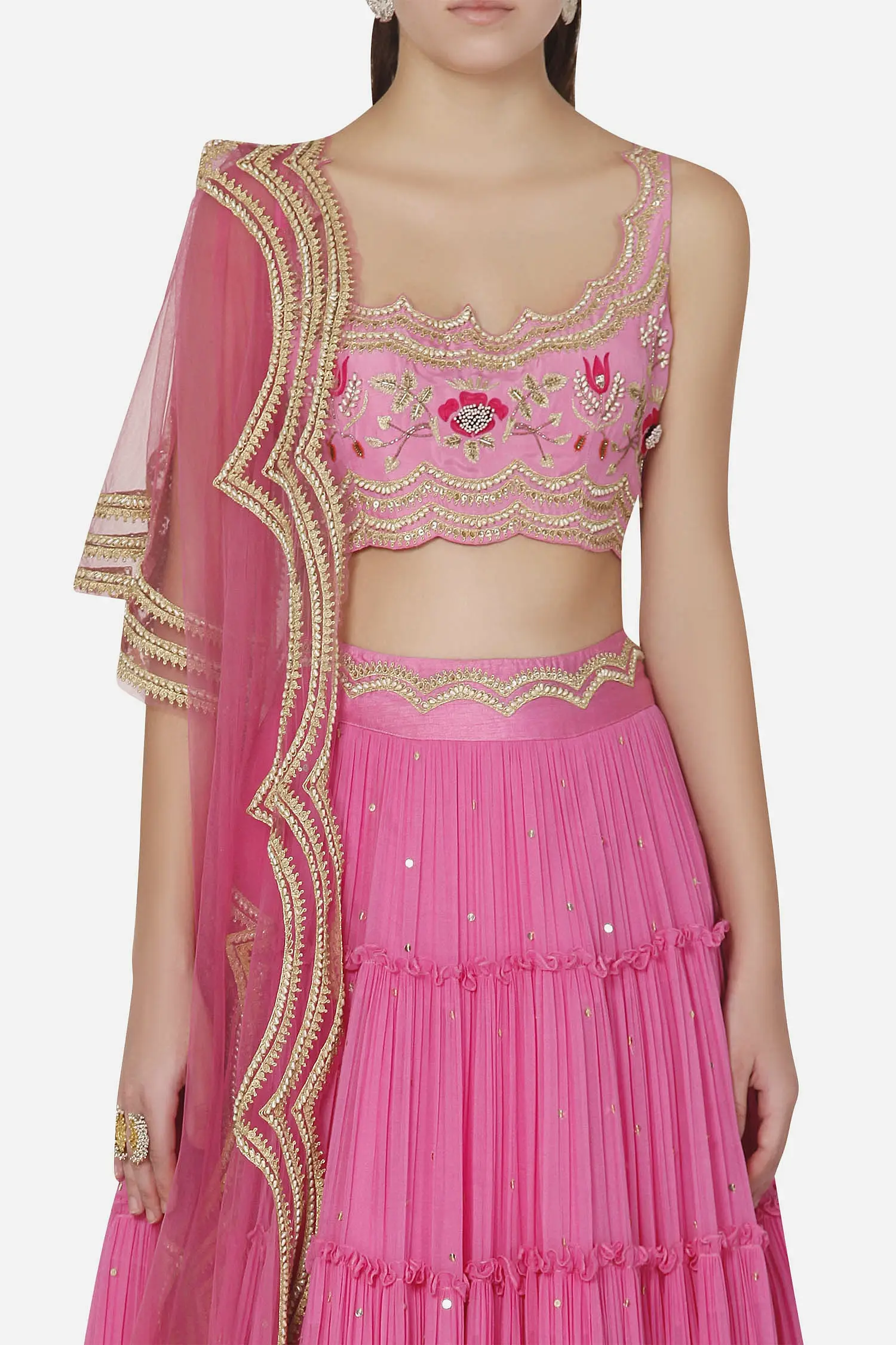 Buy Limerick by Abirr N' Nanki Pink Embroidered Lehenga Set Online ...