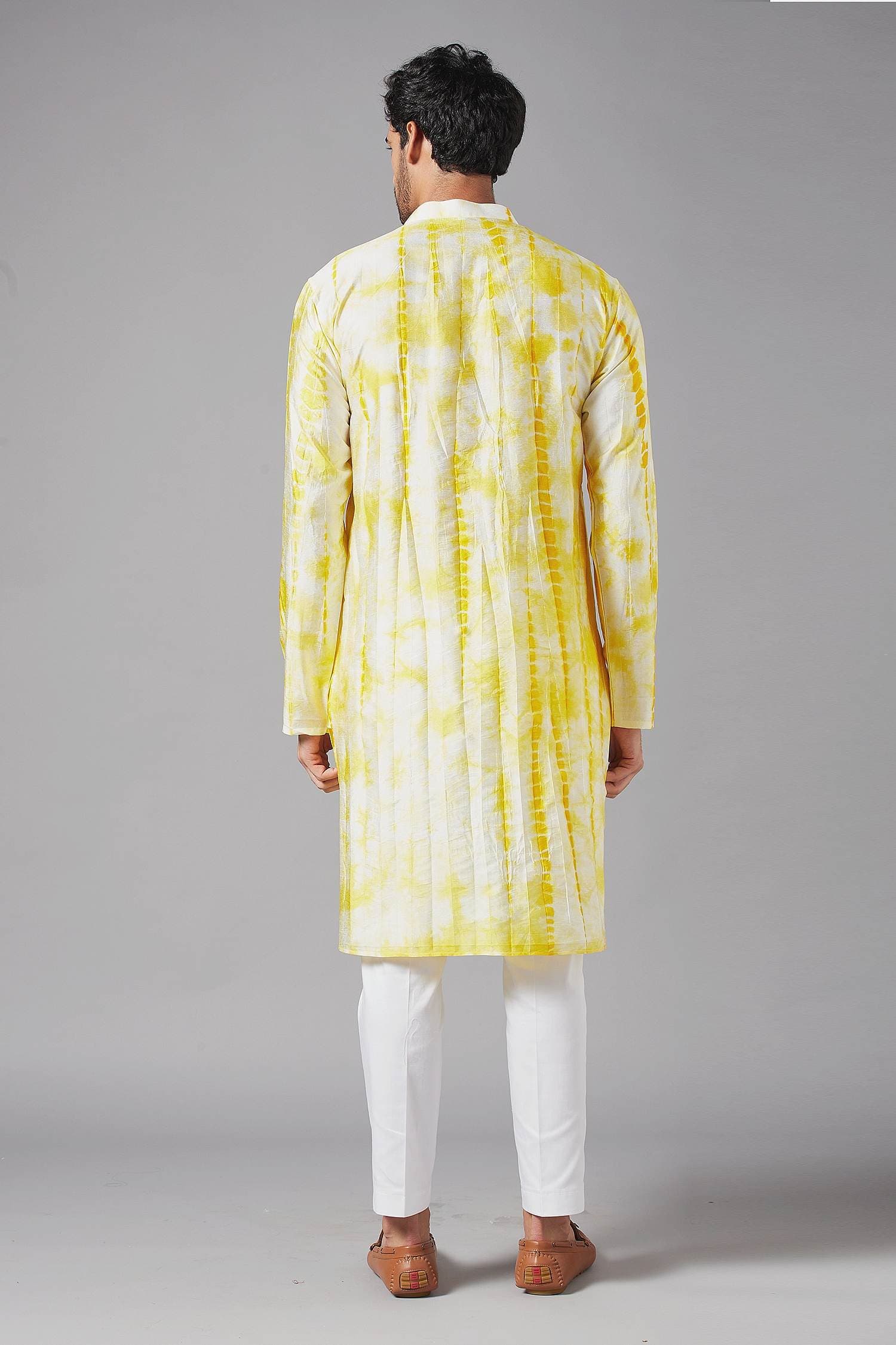 Babyhug Cotton Woven Full Sleeves Foil Printed Tie & Dye Kurta Pyjama Set - Yellow