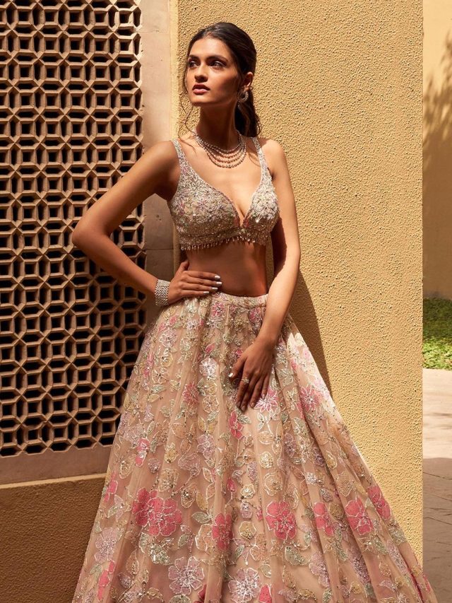 Designer Floral Lehenga Set - Aza Fashions