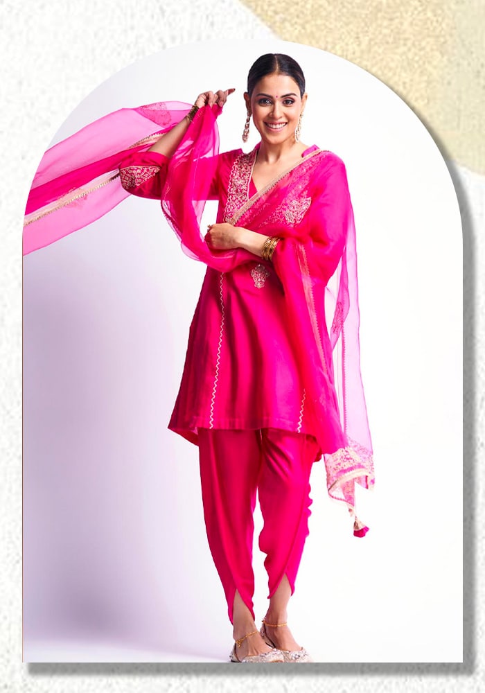Genelia Dsouza Fuchsia Kurta Dhoti Pant Set