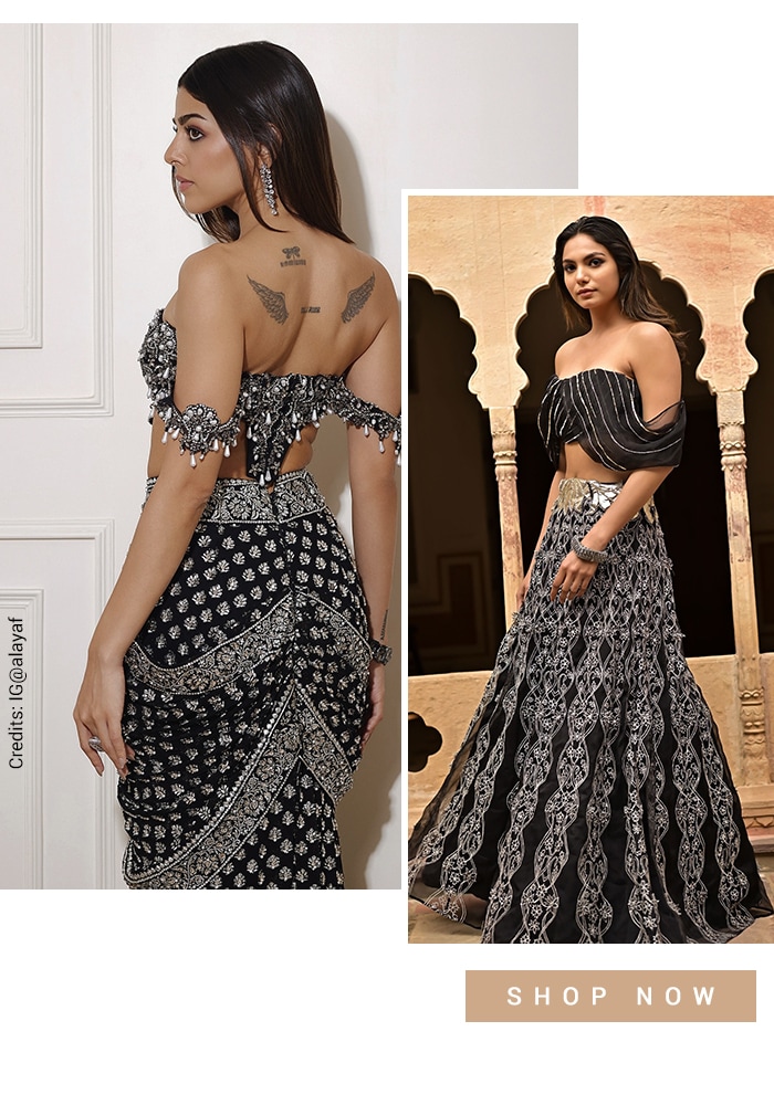 Alaya F's dropped shoulder draped blouse