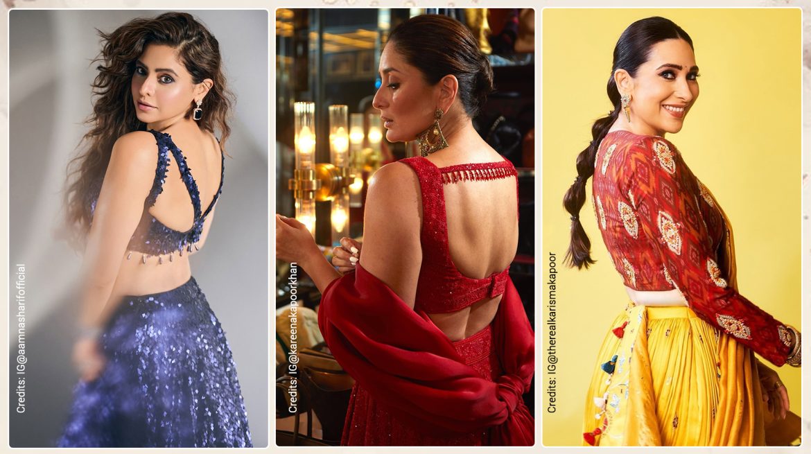 Celebrity inspired lehenga blouse back designs