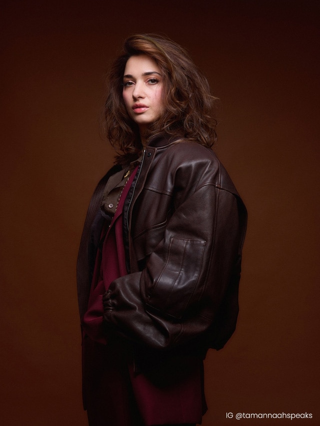 Tamannaah Bhatia in burgundy top, pant and blazer