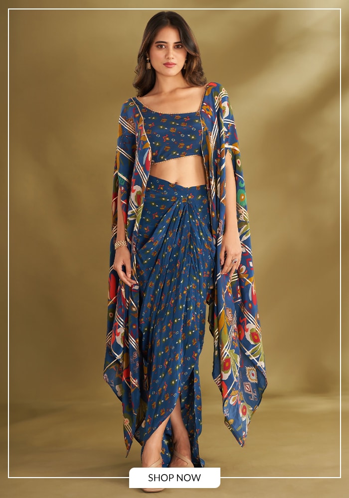 Affroz top and skirt set with cape