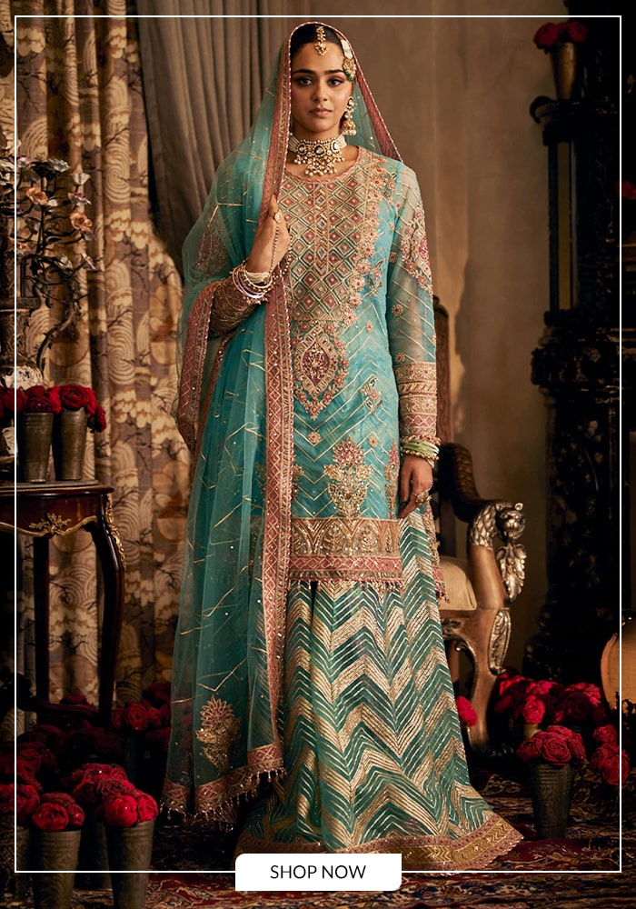 Blue kurta sharara set Rimple and Harpreet