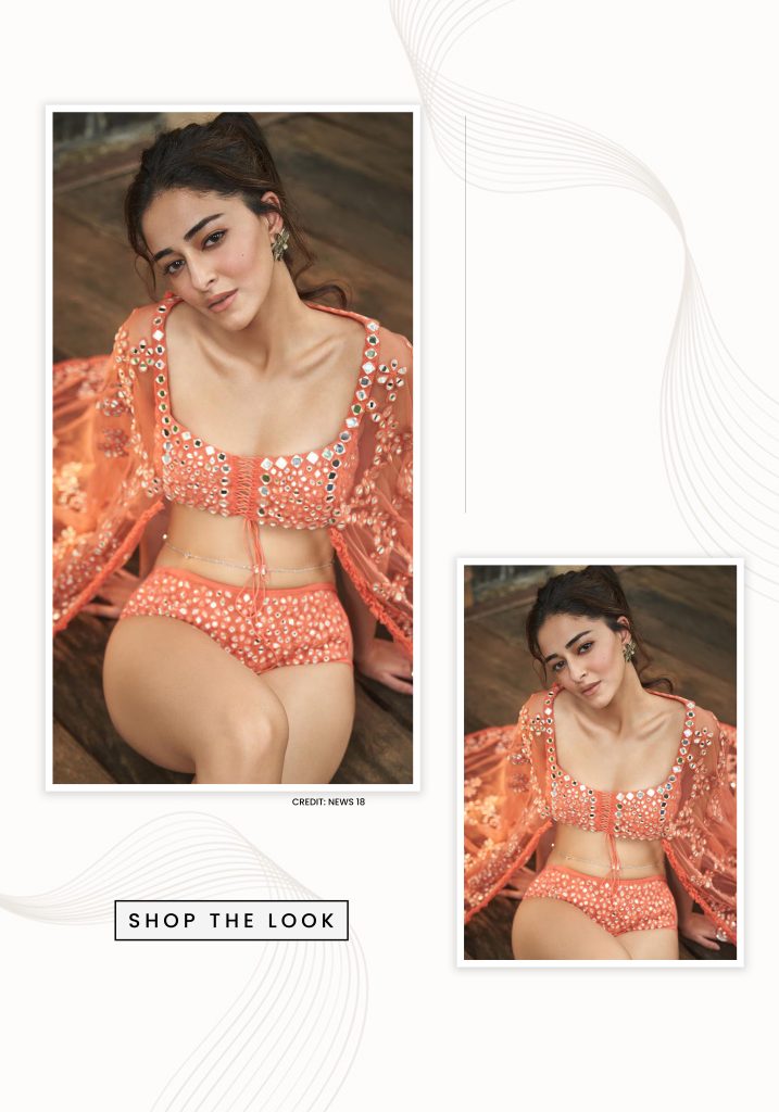 Ananya Pandey in mirror embellished peplum top and bikini set