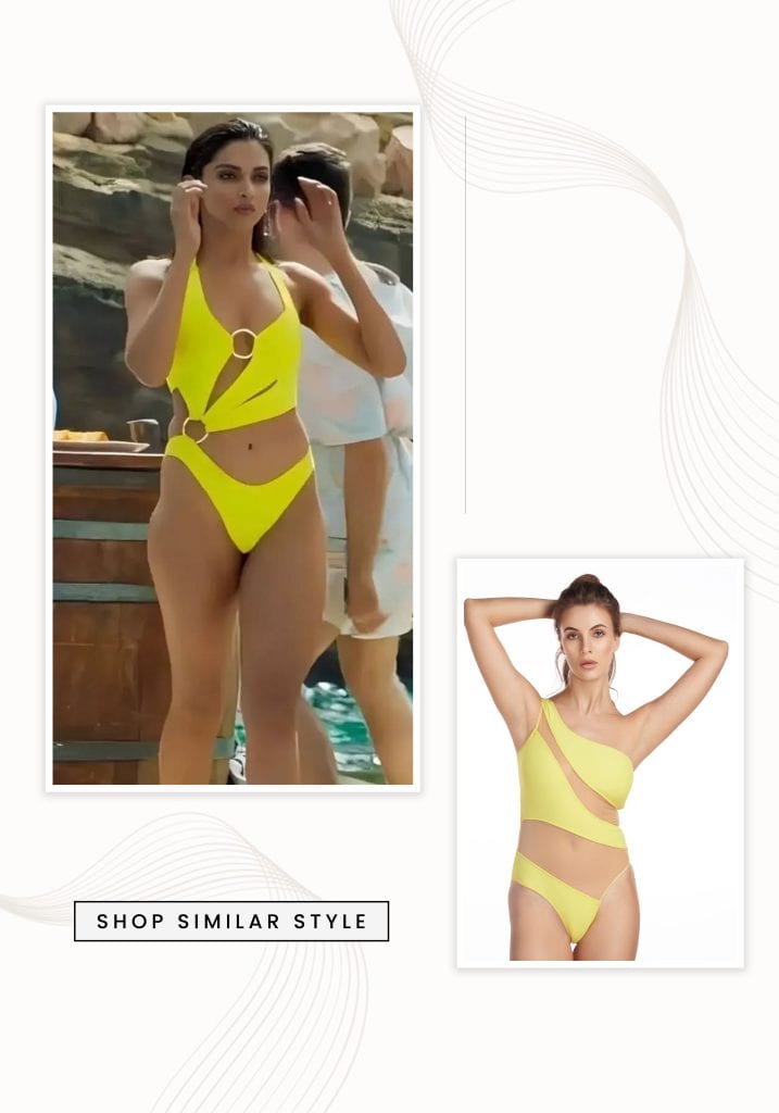 Deepika Padukone inspired neon panel swimwear