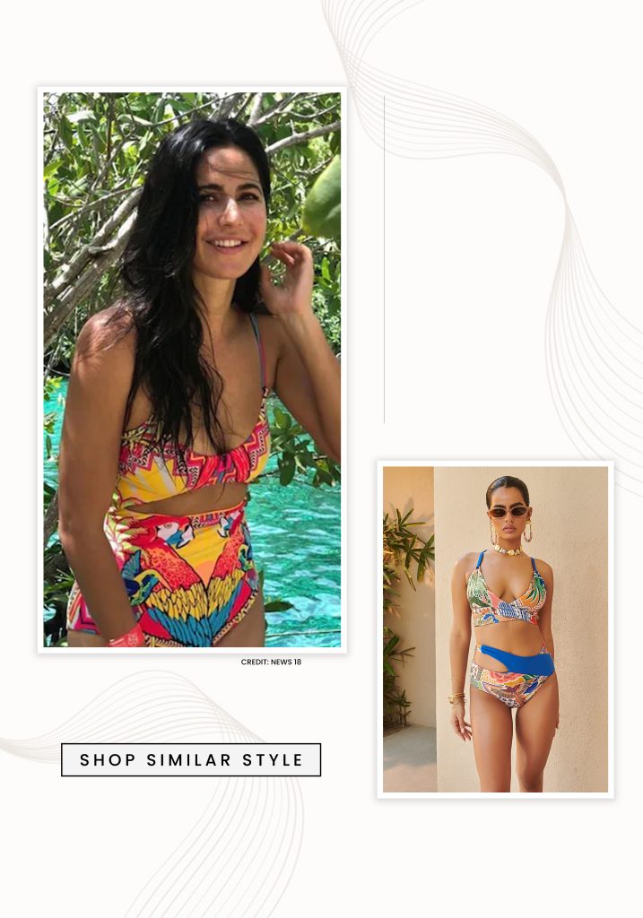 Katrina kaif in abstract printed swimwear