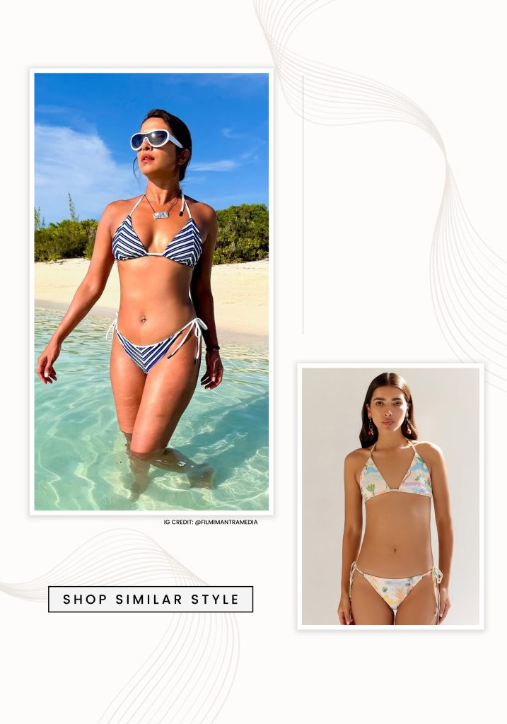 Priyanka Chopra in navy blue and white bikini