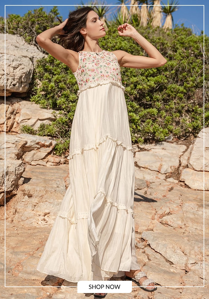 Breezy Embroidered Wedding Guest Dress