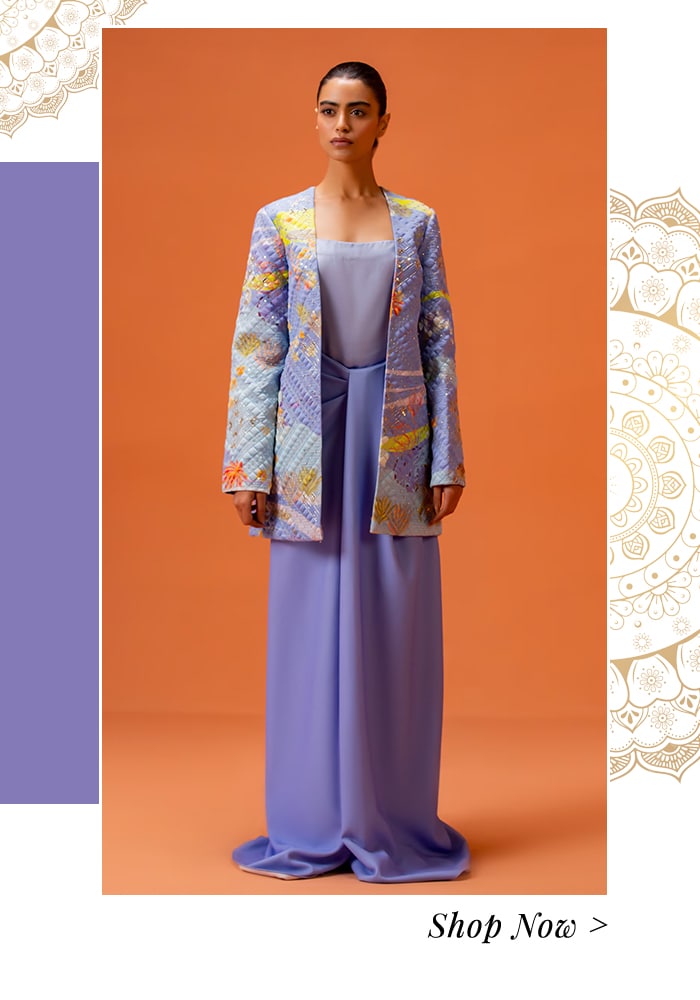 Quilted jacket and palazzo