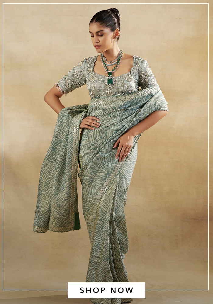 Embroidered Bandhani Saree