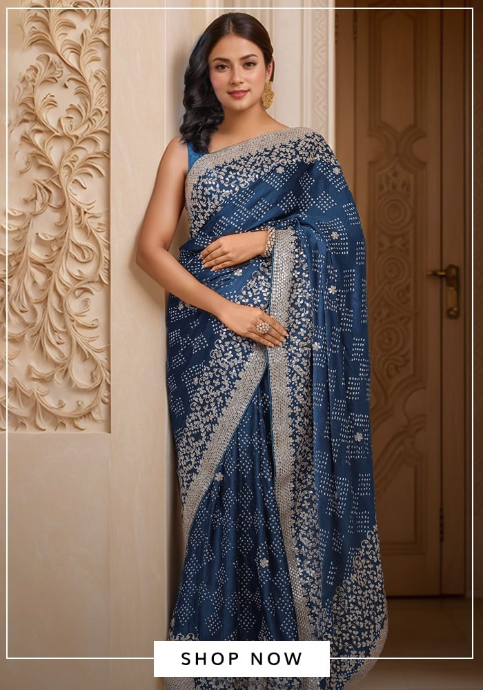 Geometric Bandhani Saree