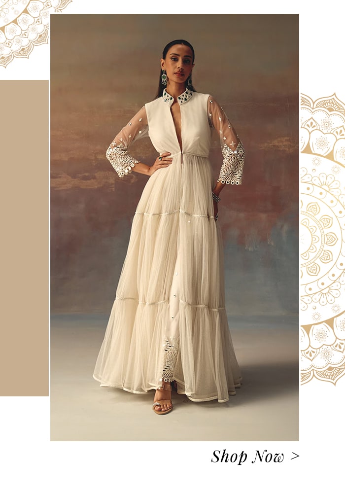 Ivory jacket anarkali