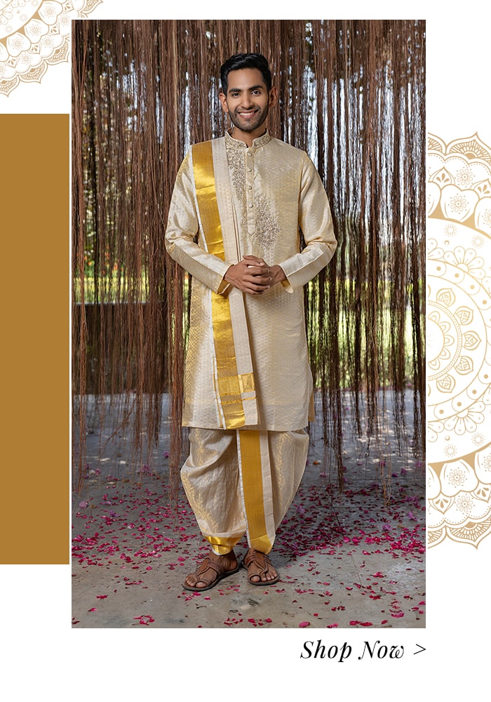 Kanjivaram kurta and dhoti pant set