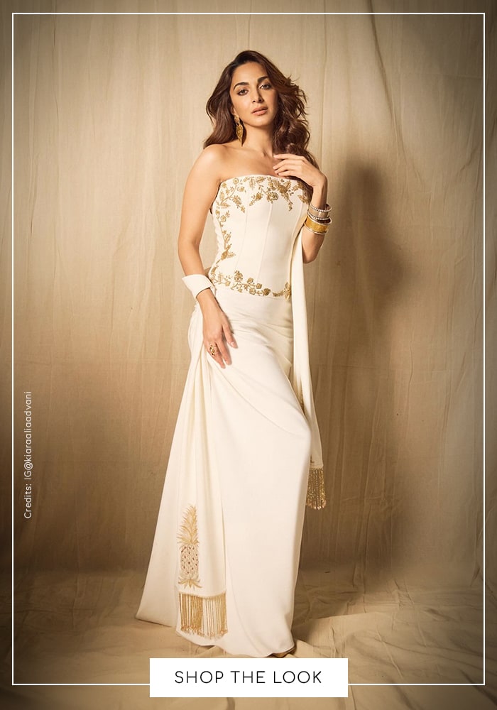 Kiara in Masaba corset and draped skirt