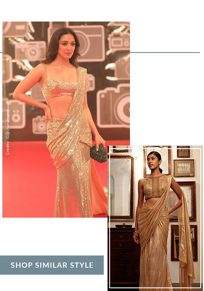 Kiara in Manish Malhotra golden saree