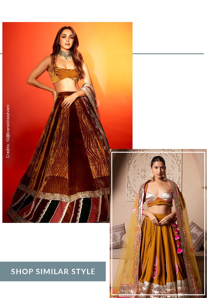 Kiara royal gold velvet lehenga