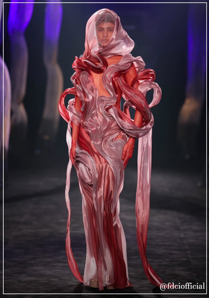 Amit Aggarwal Arcanum collection featuring red metallic tone 