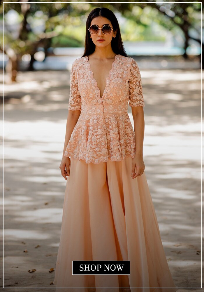 Peplum and gharara set