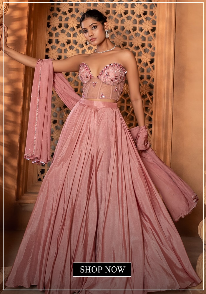 Pink corset lehenga set