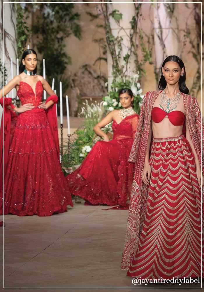 Red outfits showcased by Jayanti Reddy on ICW
