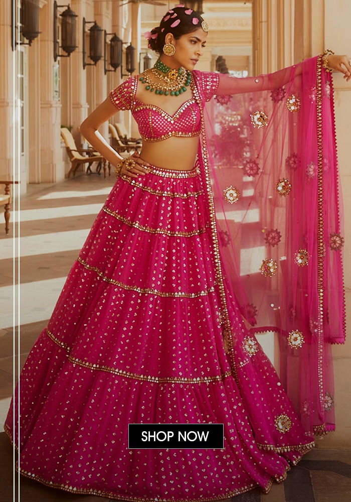 Pink multi-tiered lehenga 