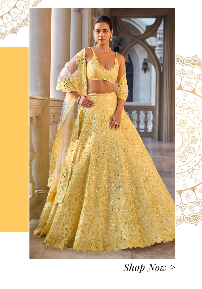 Seema Gujral yellow lehenga