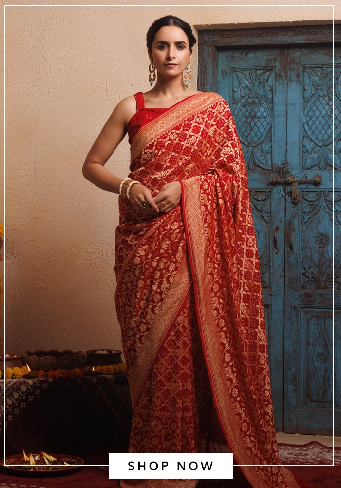 Zari Bandhani Saree