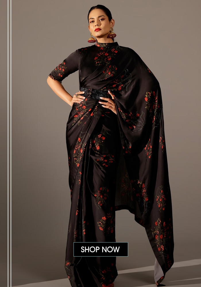 Black chiffon saree