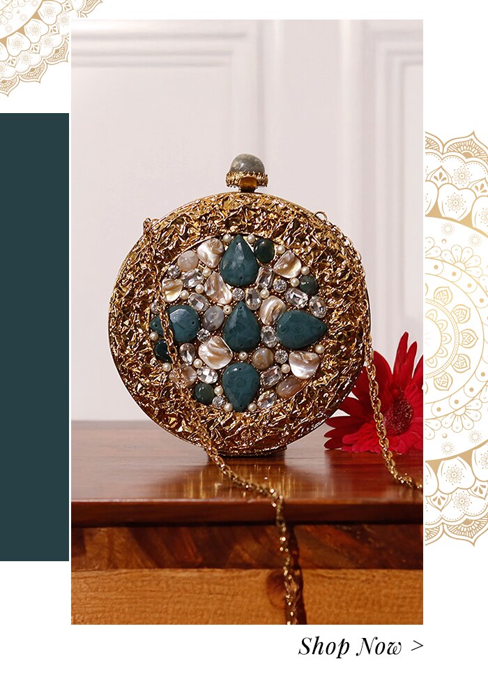 Pearl embellished box clutch