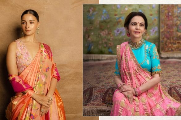 Nita Ambani and Alia Bhatt wearing Indian Handlooms