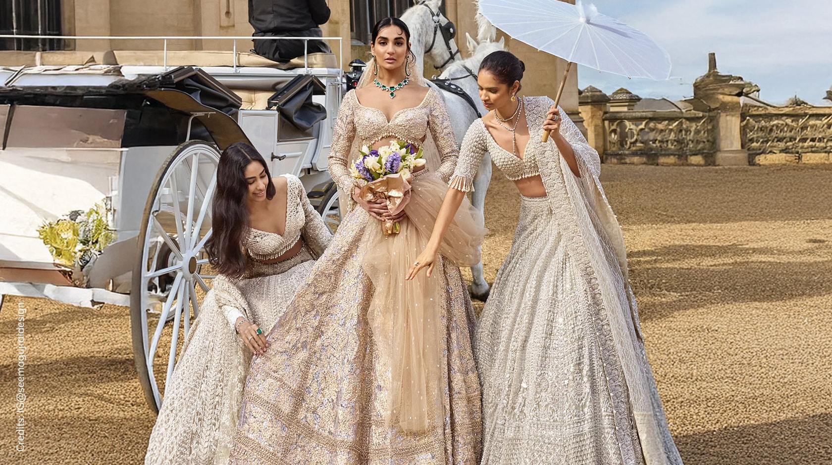 Model wearing Seema Gujral outfits and