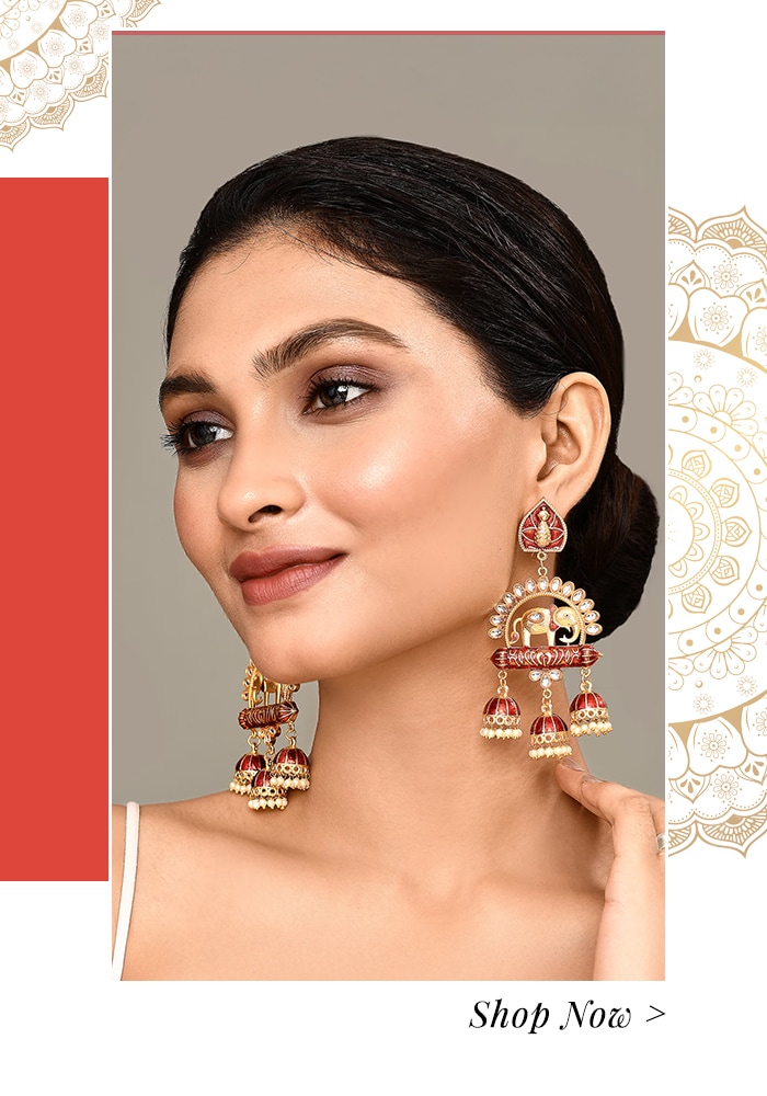 Pearl embellished jhumkas