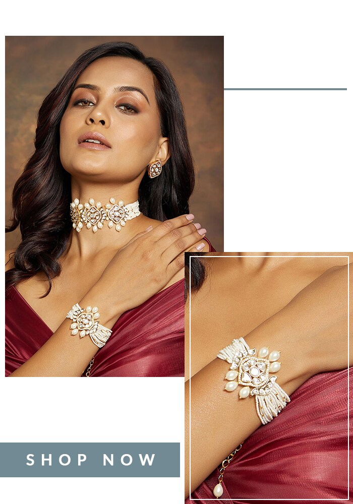 Pearl and Polki Embellished Bracelet