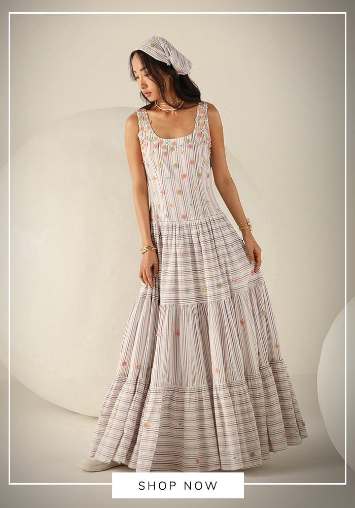 Tiered Maxi with Delicate Stripes