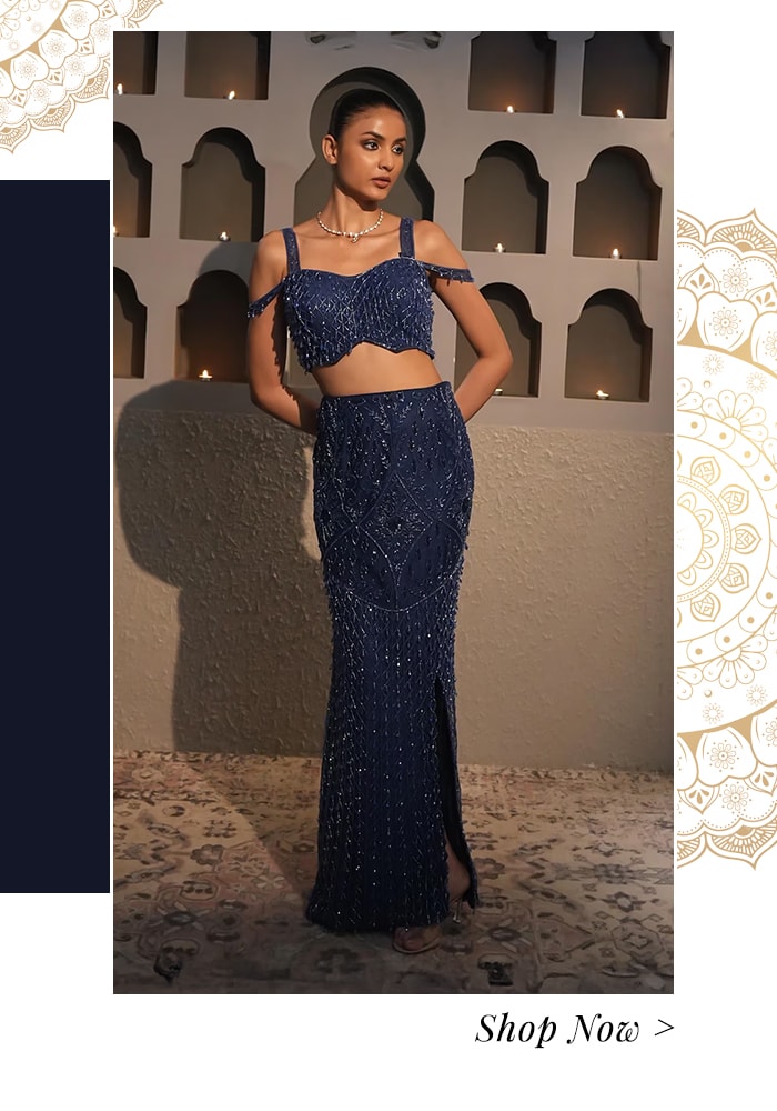 Blue fishcut lehenga