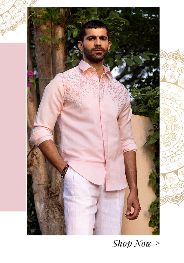 Blush pink linen shirt