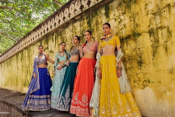 Models wearing different lehengas