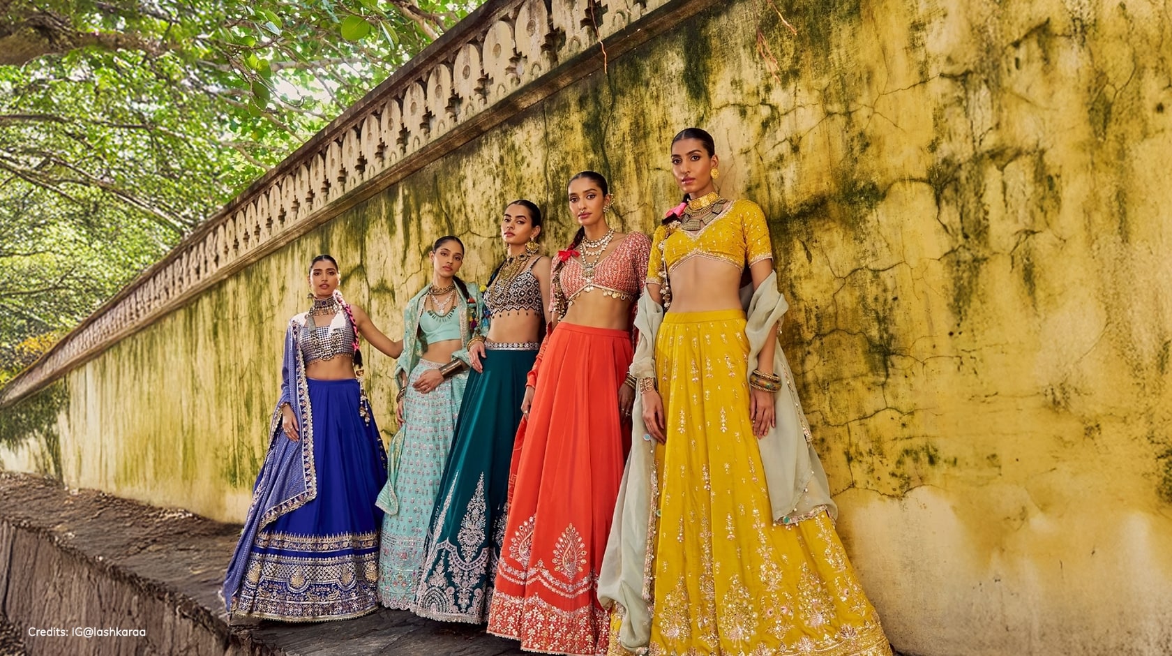 Models wearing different lehengas