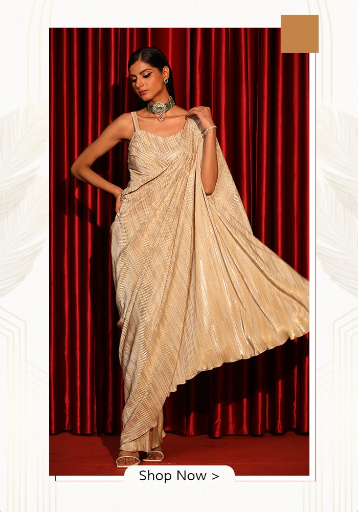 Gold saree gown