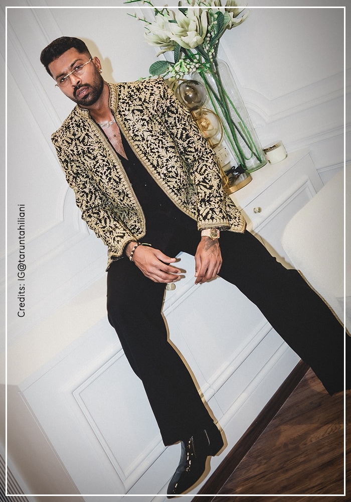 Hardik Pandya in Tarun Tahiliani bandhgala
