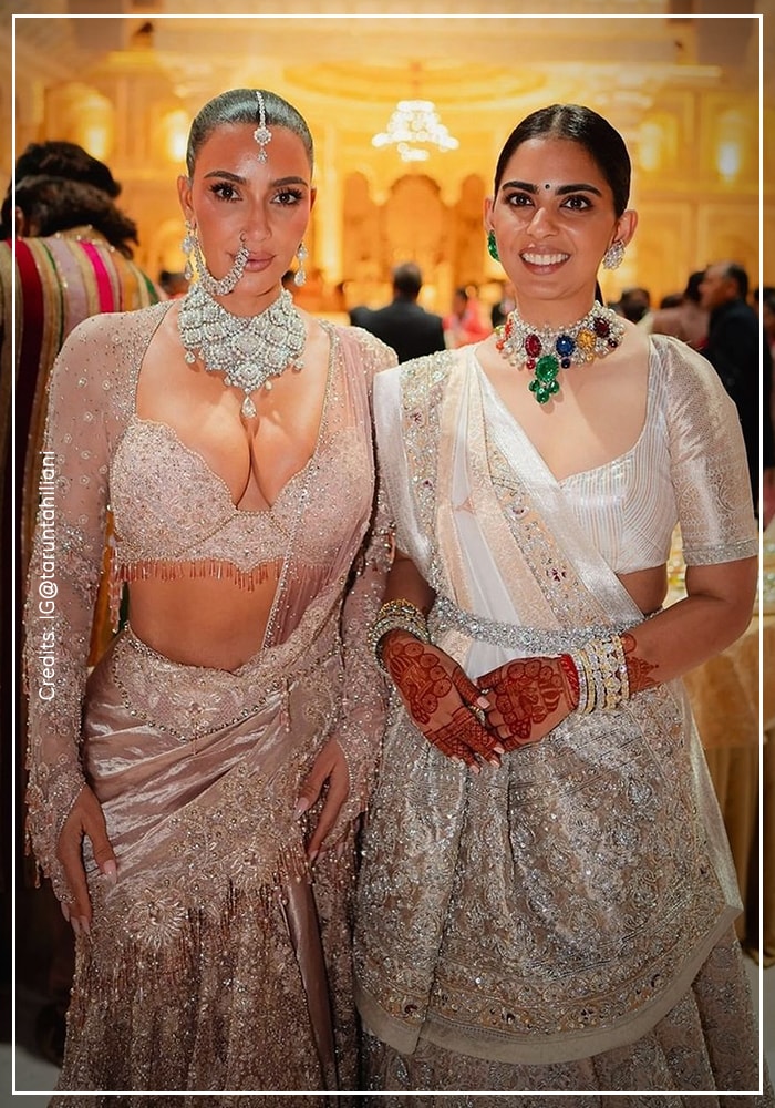 Isha Ambani Piramal and Kim Kardashian at Anant Ambani wedding