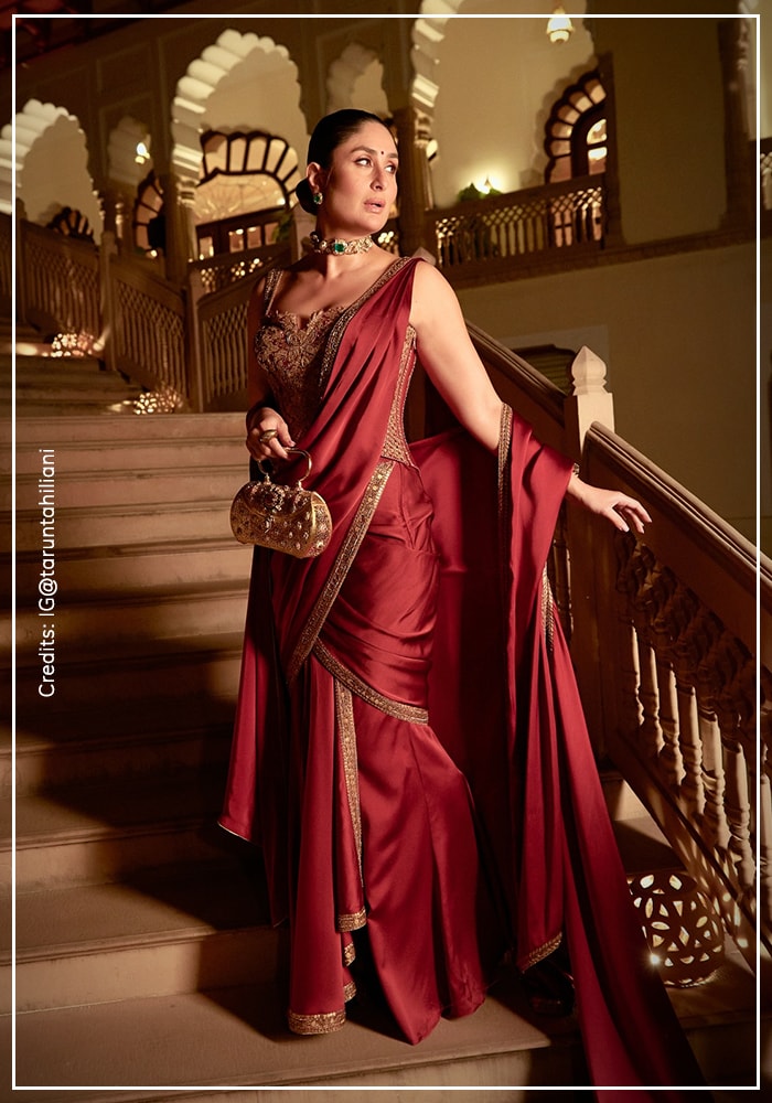 Kareena Kapoor in red archival saree by Tarun Tahiliani