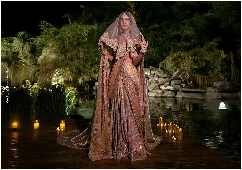 Radhika Merchant wearing Tarun Tahiliani bridal couture on her wedding day