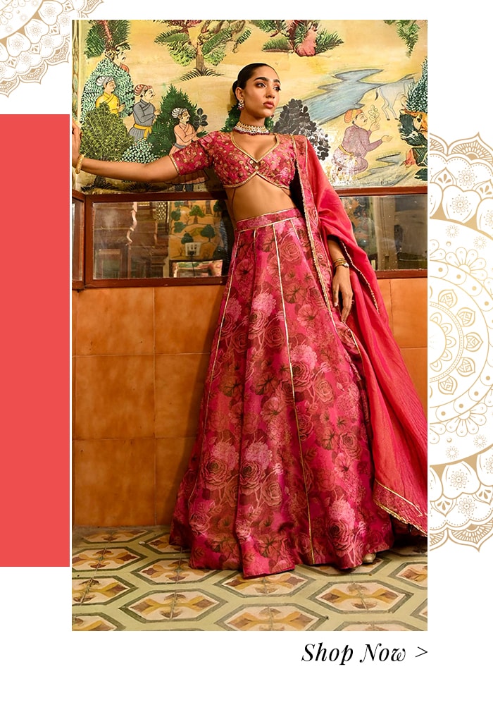 Floral red lehenga set