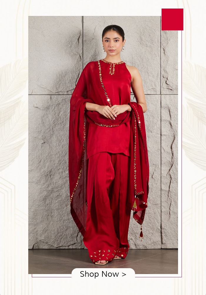 Red kurta and patiala