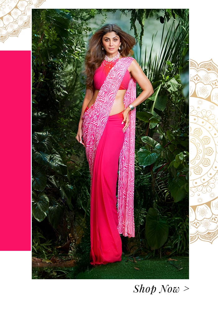 Pink chiffon saree