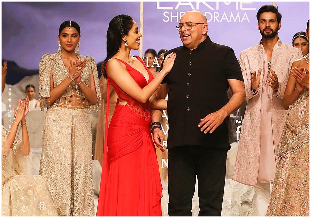 Tarun Tahiliani with Sobhita Dhulipala on runway