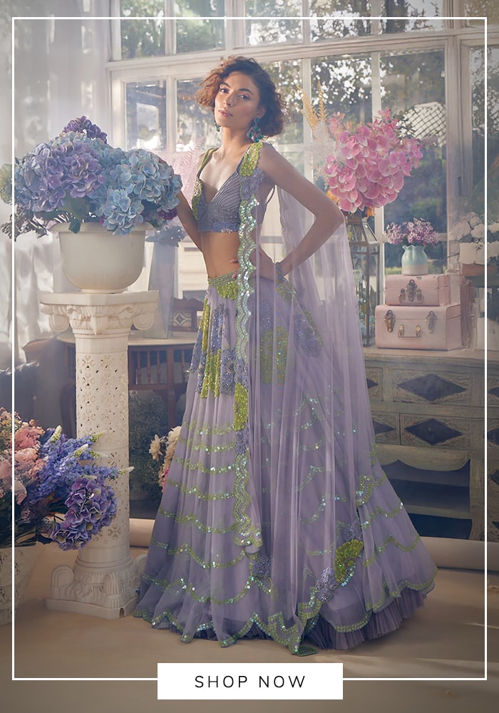 Seaside Splendor: How The Breakers, Palm Beach Sets the Stage for Dreamy Indian Weddings 2 Lavendar floral lehenga